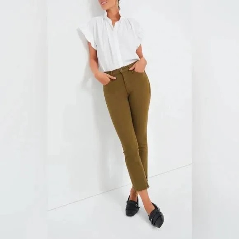 Mother Denim The Insider Crop Step Fray Olive/Fir Green Jeans size 32 NWT - Picture 17 of 17